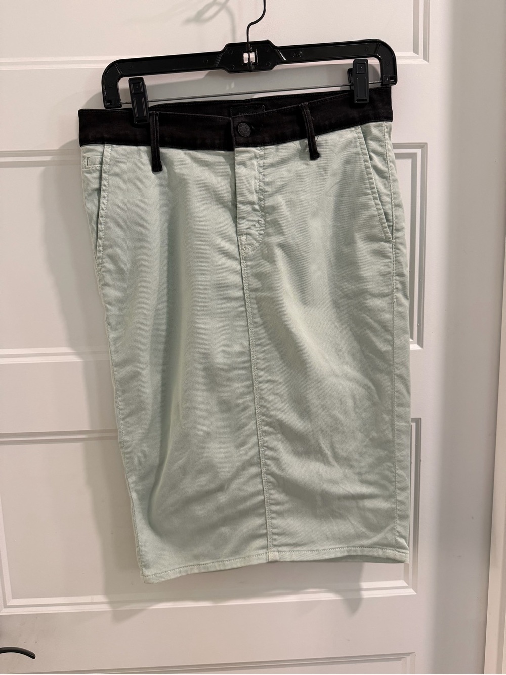 Mother-Sea Foam Green Denim Midi Skirt with Black Accents sz Small/Medium!